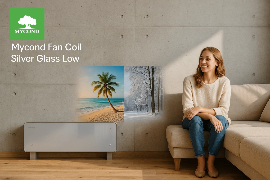 Silver glass fan coils in a modern home climate control setup.