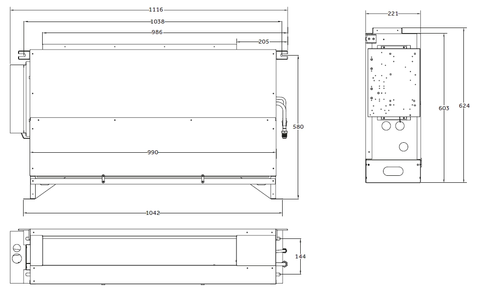 MyCond Built-in floor standing overall dimensions