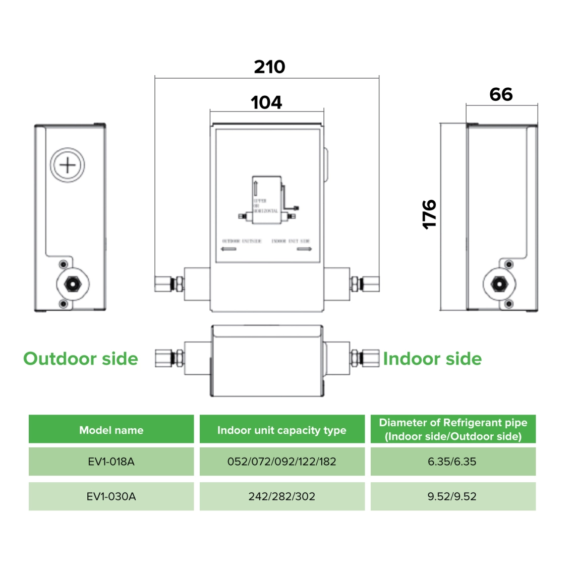 MyCond Wall mounted with external EEV technical dimensions and specification
