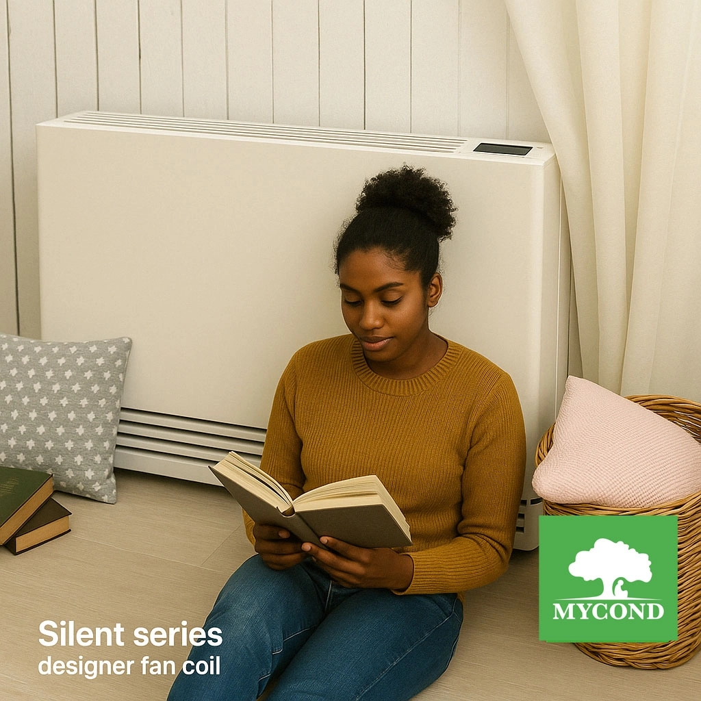 An illustration of Silent Series fan coils for quiet and efficient home comfort.